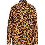 Chemises de créateur Versace orange à effet léopard en soie à manches longues à manches longues Taille XL classiques pour homme en promo 