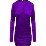 Robes de soirée longues de créateur Versace violettes à manches longues à col rond Taille XS pour femme 