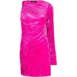 Robes en velours de soirée de créateur Versace rose fushia en velours minis à manches longues Taille XS pour femme 