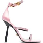 Sandales de créateur Versace roses en cuir de veau en cuir à bouts carrés Pointure 40 pour femme en promo 