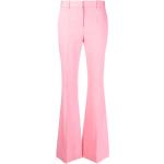 Pantalons en soie de créateur Versace roses Taille XL W42 coupe bootcut pour femme en promo 