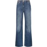 Jeans droits de créateur Versace bleu indigo en denim délavés W24 L29 pour femme 