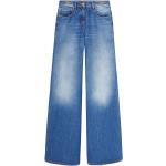 Jeans évasés de créateur Versace bleu indigo en denim délavés W24 L29 pour femme 