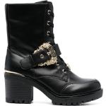 Bottines Versace Jeans noires en cuir en cuir à bouts ronds Pointure 41 pour femme en promo 