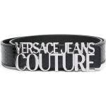 Ceintures Versace Jeans noires à effet crocodile en cuir de veau en cuir 85 pour femme 