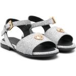 Sandales plates de créateur Versace argentées en caoutchouc à paillettes à bouts ouverts Pointure 23 pour homme en promo 