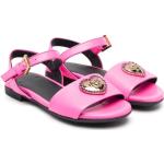 Sandales à brides de créateur Versace roses en cuir de veau à bouts ouverts Pointure 38 pour fille en promo 