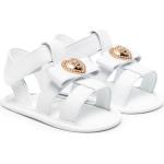 Sandales plates de créateur Versace blanches en cuir de veau à bouts ouverts à scratchs Pointure 19 
