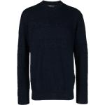 Pulls en laine de créateur Versace bleu marine à manches longues à col rond Taille XL look fashion 