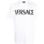T-shirts à imprimés de créateur Versace blancs en coton mélangé à manches courtes pour homme en promo 