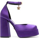 Escarpins de créateur Versace violets en cuir de veau en cuir à bouts carrés Pointure 40 pour femme en promo 