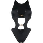 Maillots de bain de créateur Versace noirs à effet froissé en velours Taille XS pour femme 