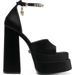 Sandales à talons de créateur Versace noires à bouts carrés Pointure 41 pour femme en promo 