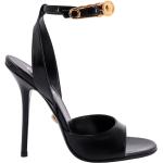 Sandales à talons de créateur Versace noires en cuir à talons aiguilles Pointure 38 look fashion pour femme 