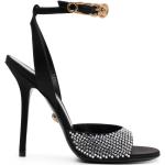 Sandales à talons de créateur Versace noires en cuir à strass Pointure 40 look fashion pour femme 
