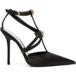 Sandales à talons de créateur Versace noires à talons aiguilles Pointure 40 look fashion pour femme 