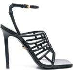 Sandales à talons de créateur Versace noires à bouts ouverts Pointure 38,5 look fashion pour femme 