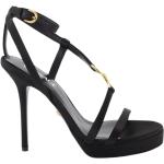 Sandales à talons de créateur Versace noires à talons aiguilles à bouts ouverts Pointure 39 pour femme 