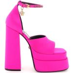 Sandales à talons de créateur Versace roses en cuir à strass Pointure 40 look fashion pour femme 