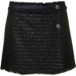 Jupes courtes de créateur Versace noires en tweed courtes Taille XS look fashion pour femme 