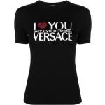 T-shirts à imprimés de créateur Versace noirs en viscose à strass à manches courtes à col rond Taille XL pour femme en promo 