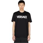 T-shirts col rond de créateur Versace noirs à logo en coton lavable en machine à manches courtes à col rond Taille XL look casual 