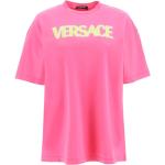 T-shirts col rond de créateur Versace roses en coton lavable en machine à manches courtes à col rond Taille XS look casual pour femme 