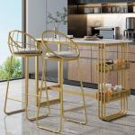 Chaises de bar dorées en velours 