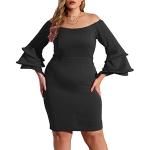 Robes de cocktail noires à manches longues à épaules dénudées Taille 3 XL plus size look fashion pour femme 