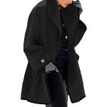 Vestes longues d'automne noires en fausse fourrure à capuche à manches longues Taille XL look fashion pour femme en promo 