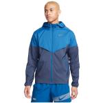 Vestes de running Nike Windrunner bleues en fil filet coupe-vents respirantes Taille XL pour homme en promo 