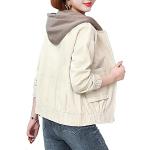 Manteaux en laine d'automne blancs en velours à capuche à manches longues Taille M look casual pour femme 