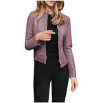 Vestes vintage d'automne violettes en cuir synthétique imperméables à capuche à manches longues Taille 3 XL plus size look fashion pour femme 
