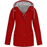 Vestes de ski rouges à rayures imperméables coupe-vents respirantes à capuche Taille 4 XL plus size look fashion pour femme 