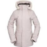 Vestes de ski Volcom roses en fil filet imperméables avec jupe pare-neige look streetwear pour femme 