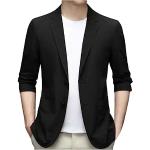 Vestes en lin noirs en velours à paillettes imperméables coupe-vents respirants à manches longues à col montant Taille 5 XL plus size look fashion pour homme 