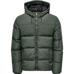 Vestes d'hiver Only & Sons vert foncé en polyester à capuche à manches longues Taille XXL look streetwear pour homme 