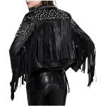 Vestes en cuir noires en cuir synthétique à clous imperméables coupe-vents respirantes lavable à la main Taille L look fashion pour femme 
