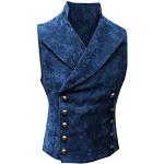 Vestes vintage pour festival bleues lavable à la main à manches longues à col montant Taille 5 XL steampunk pour homme 