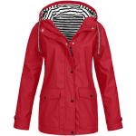 Vestes de randonnée saison été rouges imperméables coupe-vents à capuche Taille XL plus size look fashion pour femme 