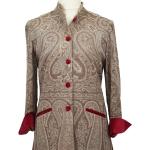 Manteaux en laine roses à motif paisley en velours éco-responsable pour femme 