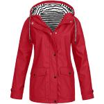Vestes de randonnée d'automne rouges imperméables coupe-vents à capuche Taille 3 XL plus size look fashion pour femme 