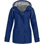 Vestes de running d'automne bleues imperméables coupe-vents à capuche Taille 5 XL plus size look fashion pour femme 