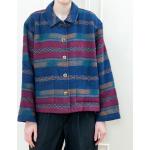 Vestes vintage multicolores à rayures en laine à motif ville petite pour femme 