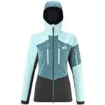 Vestes de ski Millet bleues en shoftshell coupe-vents respirantes avec poche intérieure Taille L pour femme en promo 