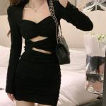 Robes moulantes noires en fibre synthétique Taille XL look fashion pour femme 
