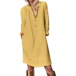 Robes en dentelle vintage jaunes à pois à paillettes sans manches Taille 3 XL plus size look casual pour femme 