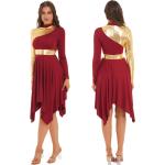Robes rouges en fibre synthétique à volants à manches longues sans manches Taille XXL look casual pour femme 