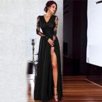 Robes de soirée longues noires en fibre synthétique maxi à manches longues Taille XS look fashion pour femme 