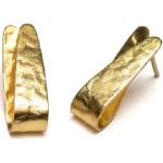 Boucles d'oreilles triangle dorées en aluminium à motif papillons fait main look fashion 